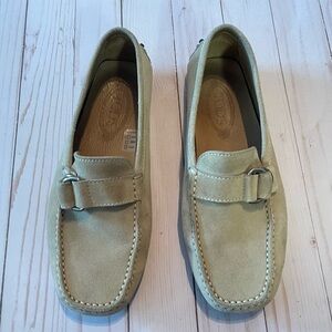 Tods Beige Suede Embossed Driving Loafers Slip On Men’s Size 7.5